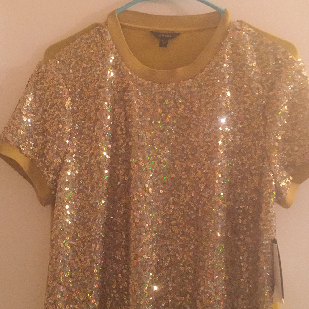 Green Guess Bling/Sequins Shirt
